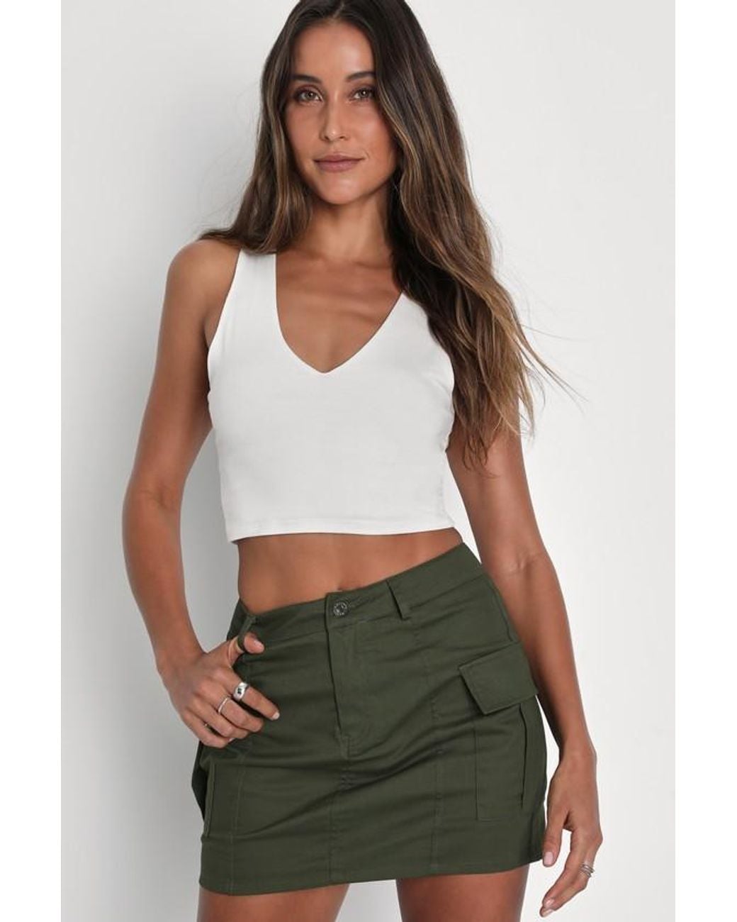 Lulus Green Trendsetting Aura Cargo Mini Skirt