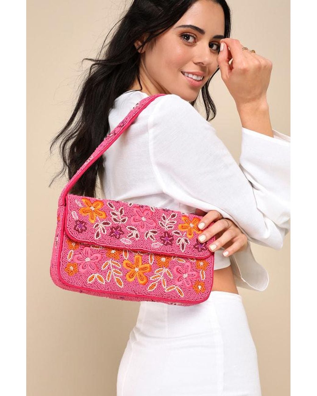 Lulus Multicolor Bold Accent Multi Beaded Shoulder Bag