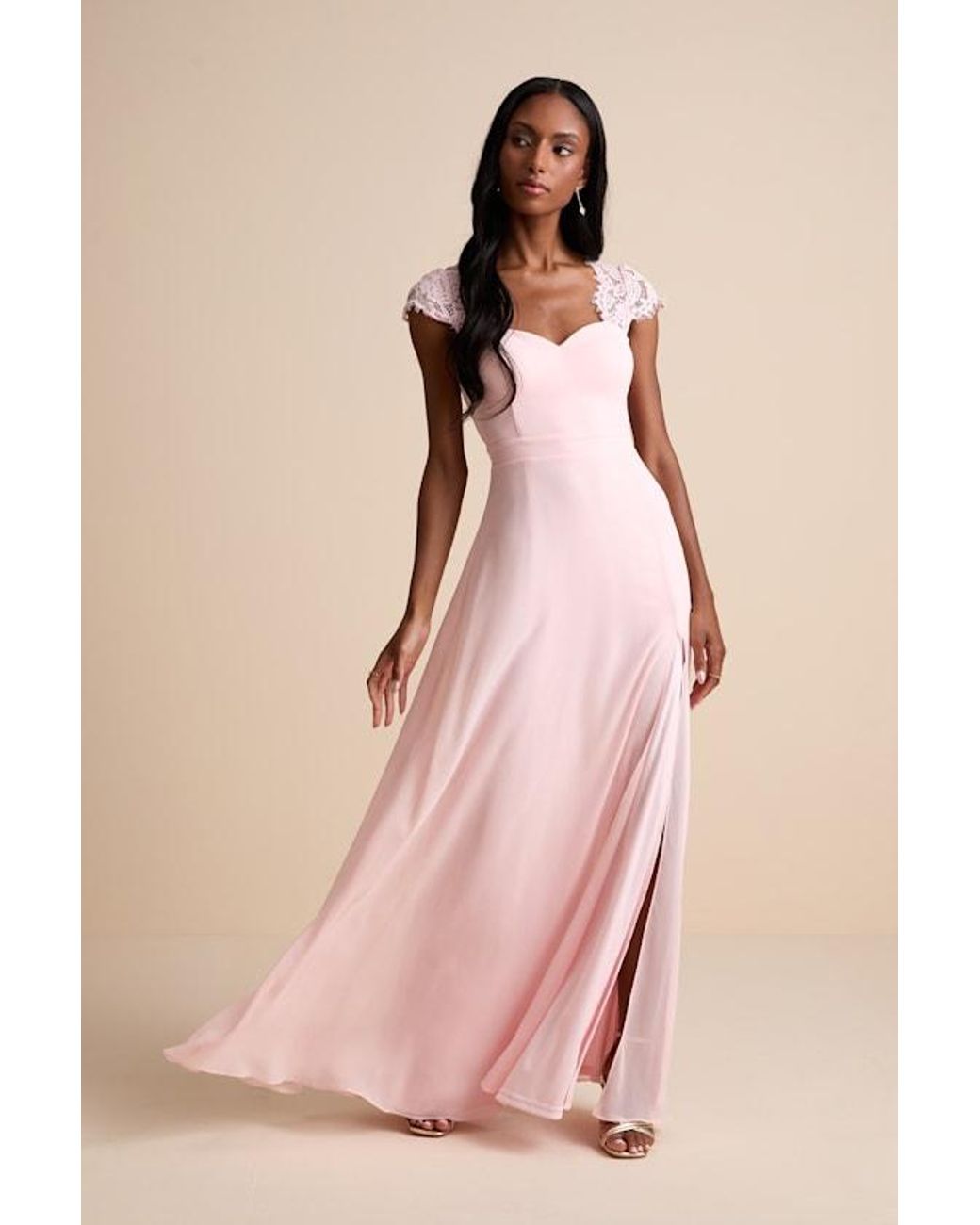 Lulus Pink Momentous Moments Lace Backless Maxi Dress