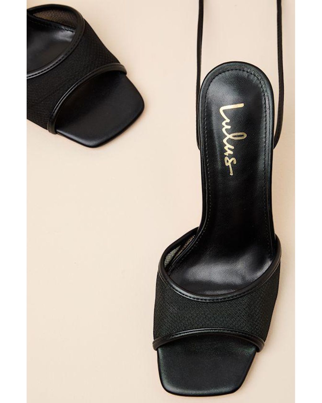 Lulus Black Harlan Mesh Lace-Up High Heel Sandals