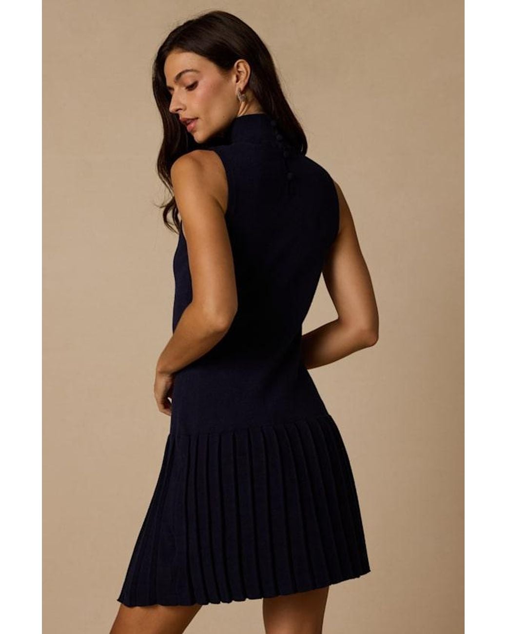 Lulus Blue Vanessa Sleeveless Mock Neck Sweater Dress