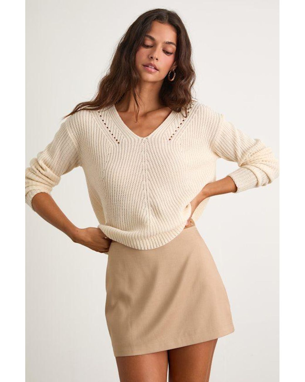 Lulus Natural Halifax Cream Knit Sweater