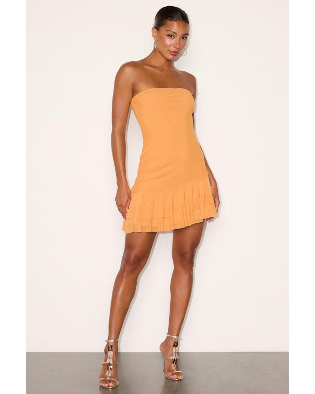 Lulus Orange Vedette Light Mesh Ruffled Mini Dress