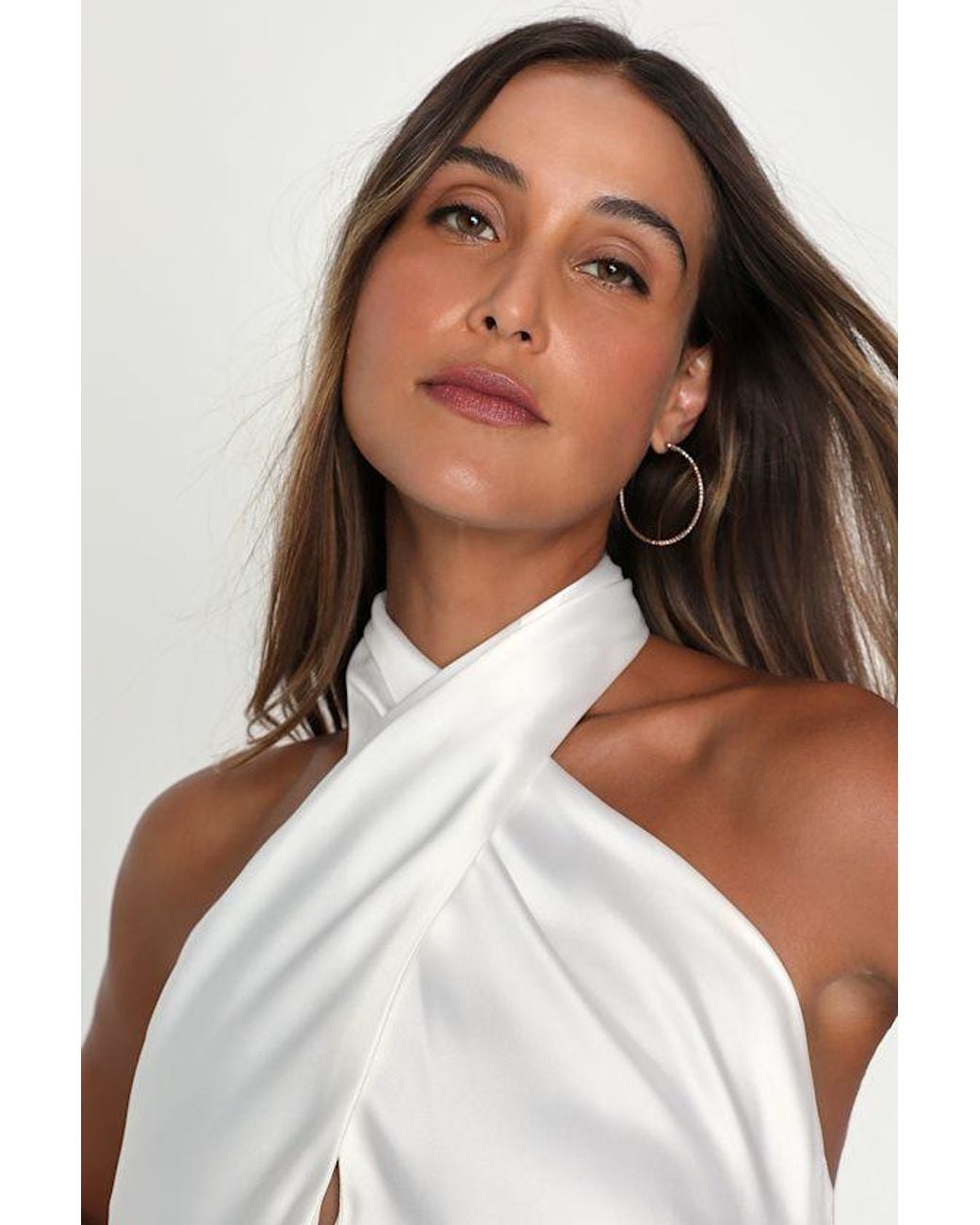 Lulus White Beyond Classy Satin Halter Mini Dress