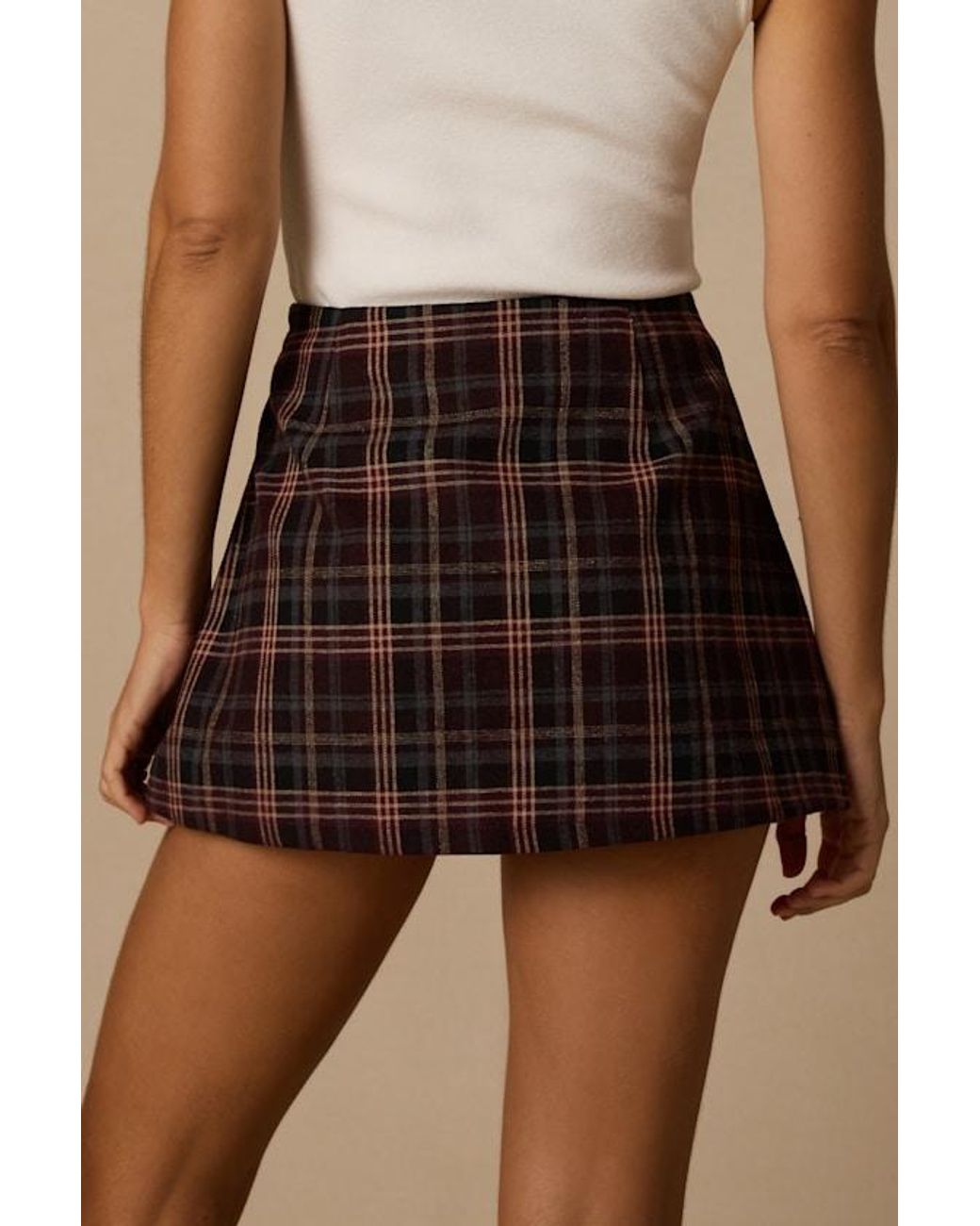 Lulus Natural Haislyn Plaid A-Line Skort