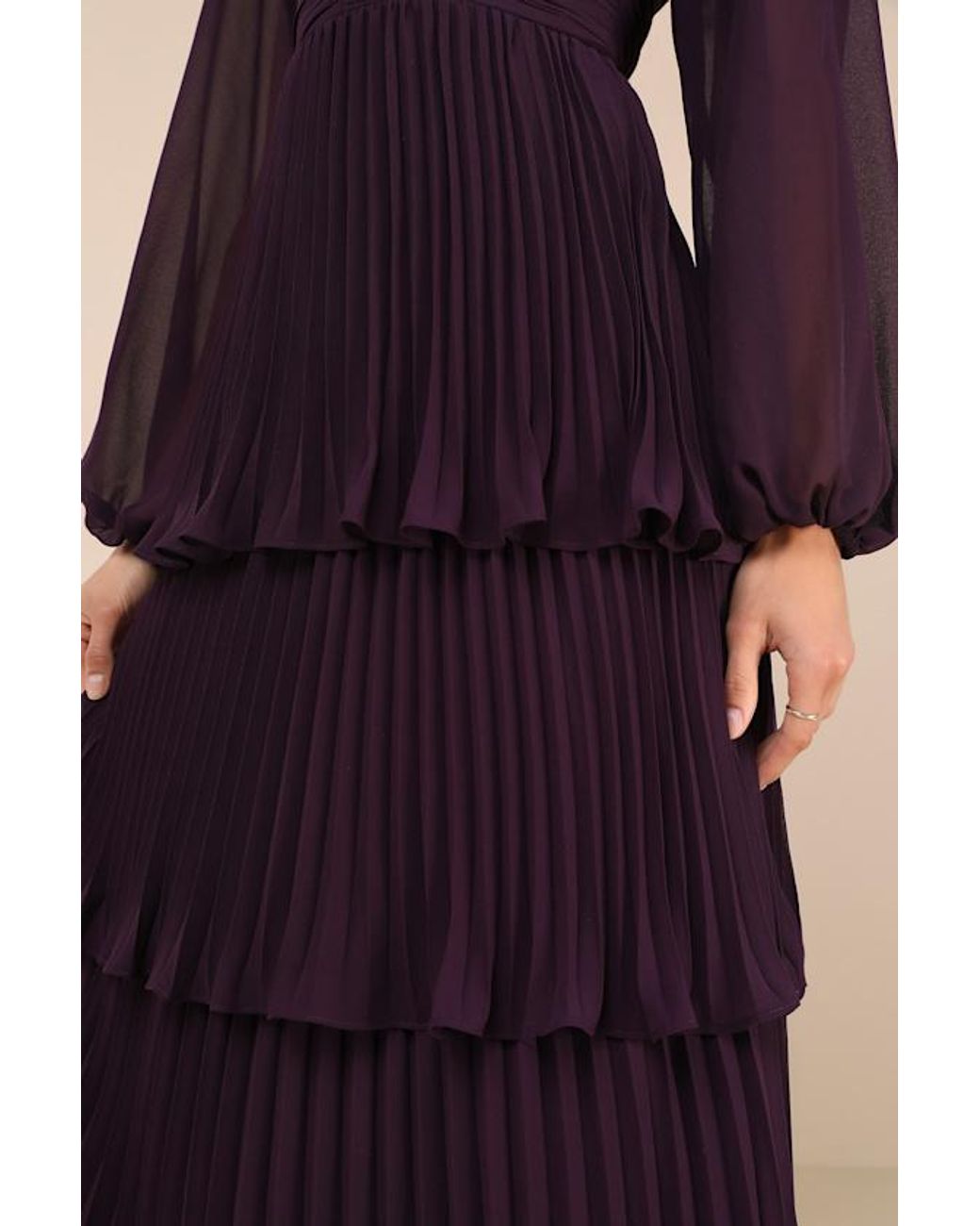 Lulus Purple Impactful Elegance Tiered Balloon Sleeve Maxi Dress