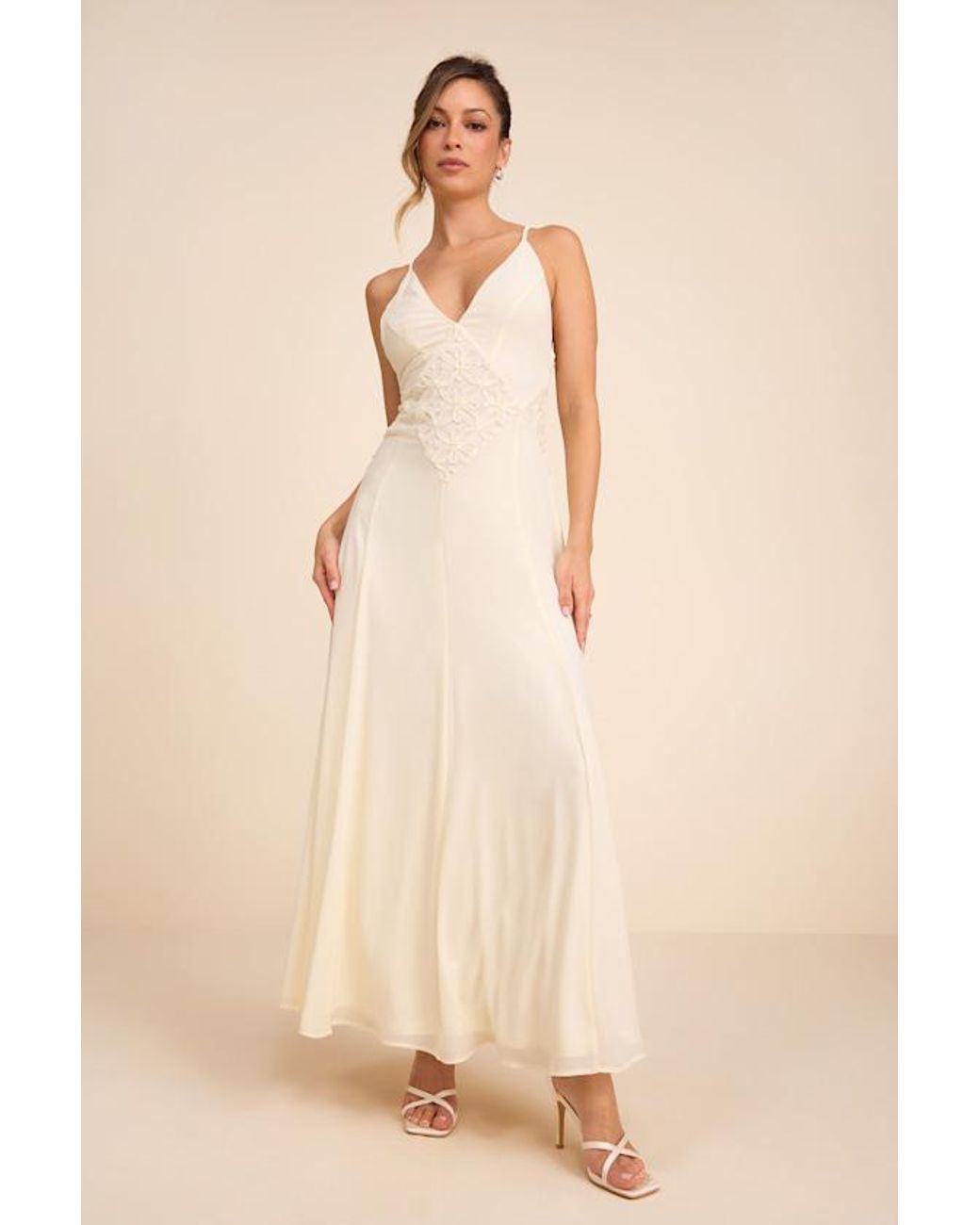 Lulus Natural Samalia Sleeveless Applique Maxi Dress