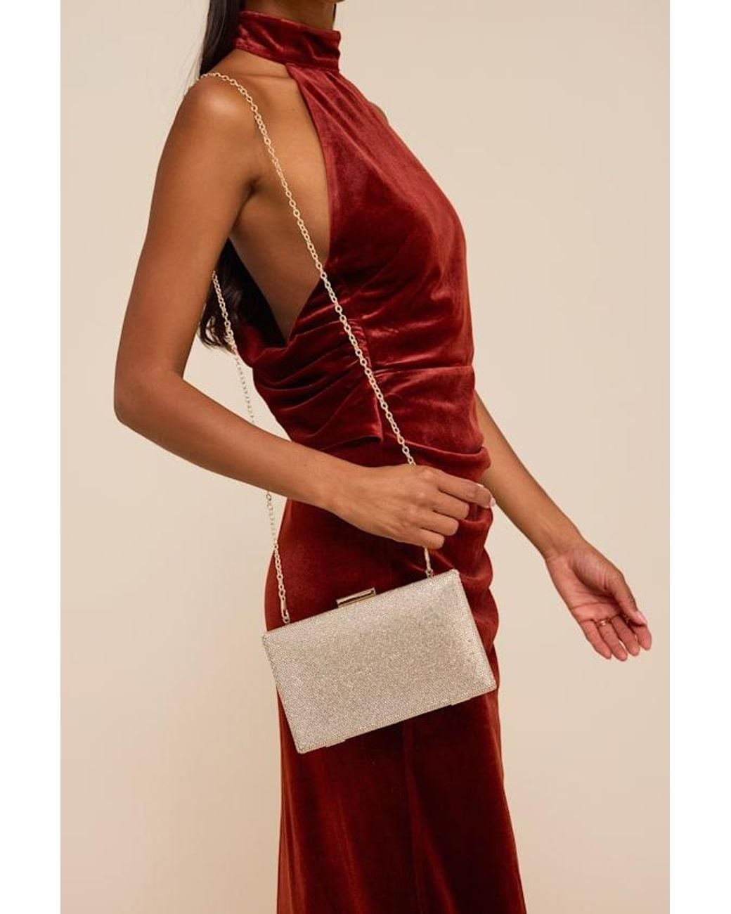 Lulus Red Moonbeam Rhinestone Clutch