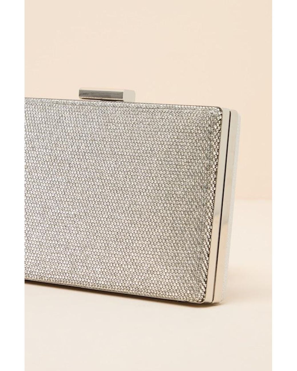 Lulus Gray Moonbeam Rhinestone Clutch