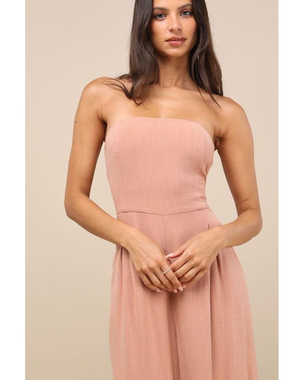 Lulus Natural Breezy Essential Linen Wide-Leg Jumpsuit