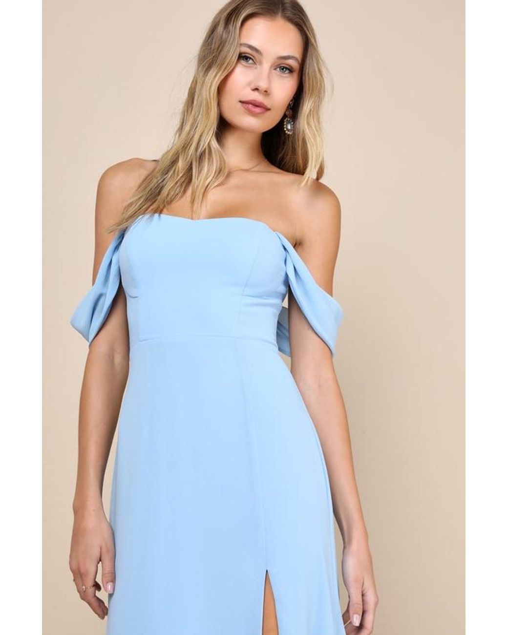 Lulus Blue Magical Magnetism Off-The-Shoulder Maxi Dress