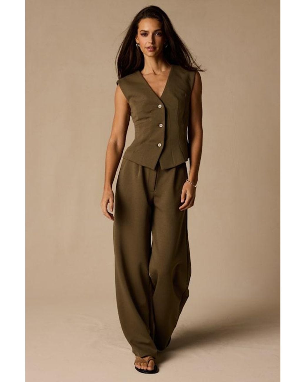 Lulus Brown Greta Button-Up Vest Top
