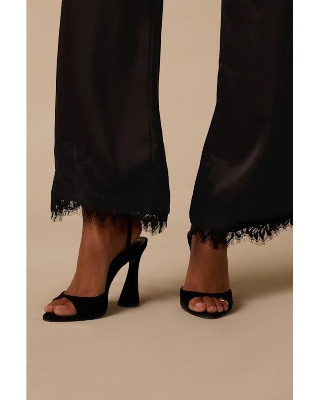 Lulus Black Owen Lace Satin Pants