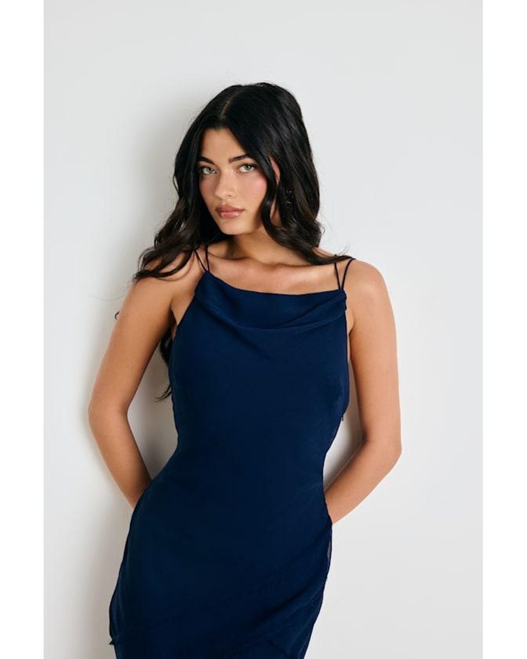 Lulus Blue Lanista Strappy Asymmetrical Maxi Dress