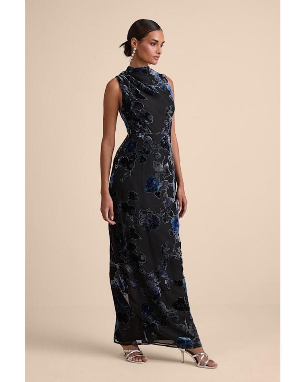 Lulus Natural Composed Glamour And Floral Burnout Velvet Maxi Dress