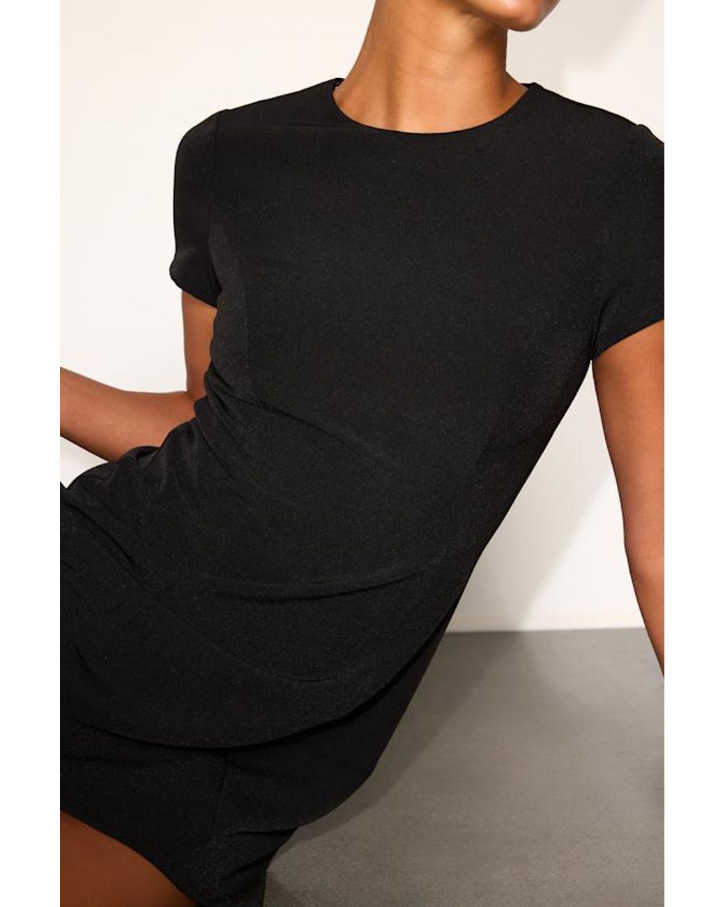 Lulus Black Renetta Ponte Knit Short Sleeve Mini Dress