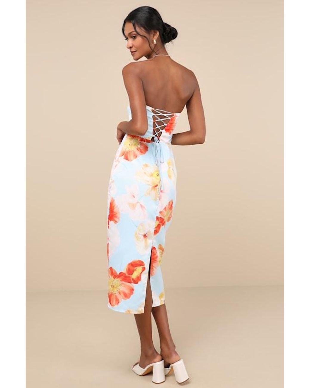 knee length dresses for ladies Oriana Midi Contrast Dress in white  OUTCAST
