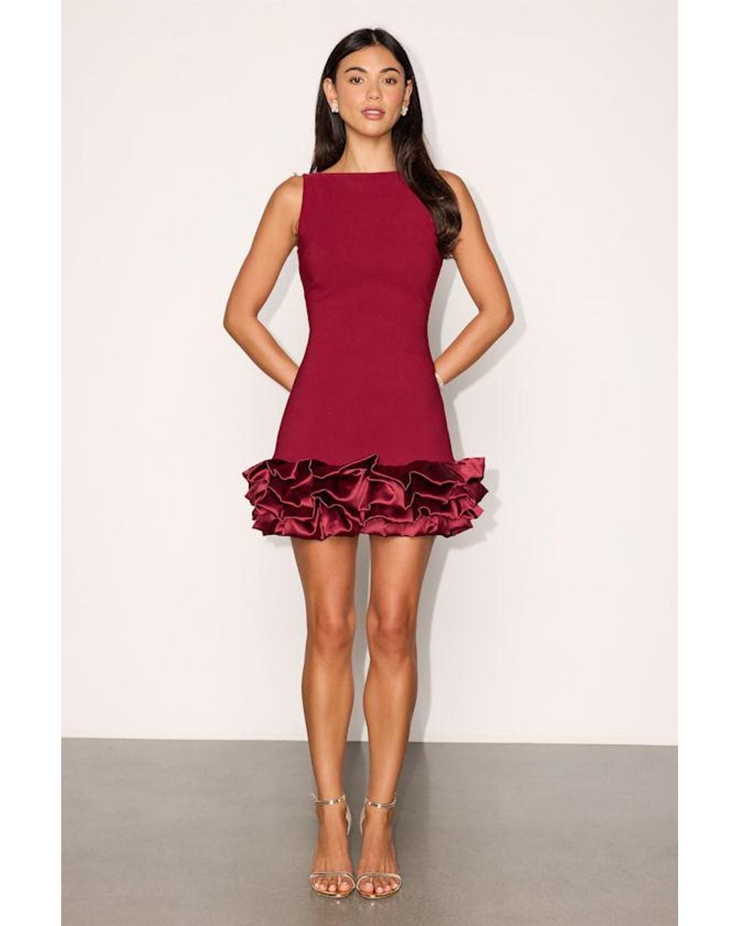 Lulus Red Evangeline Ruffled Bubble-Hem Dress