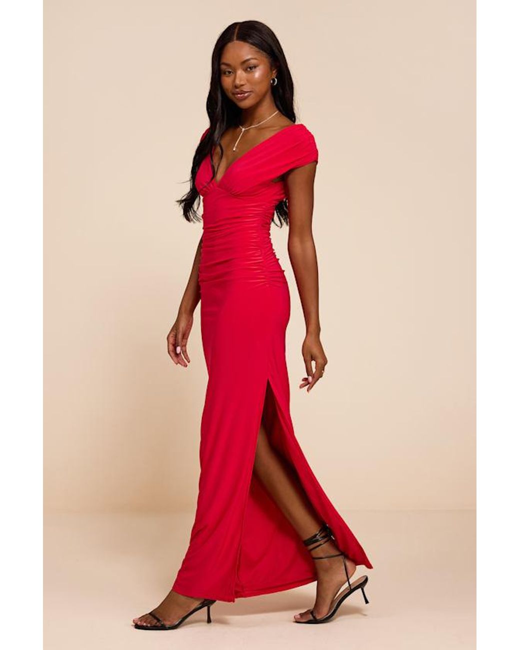 Lulus Red Ula Jersey Knit Column Maxi Dress