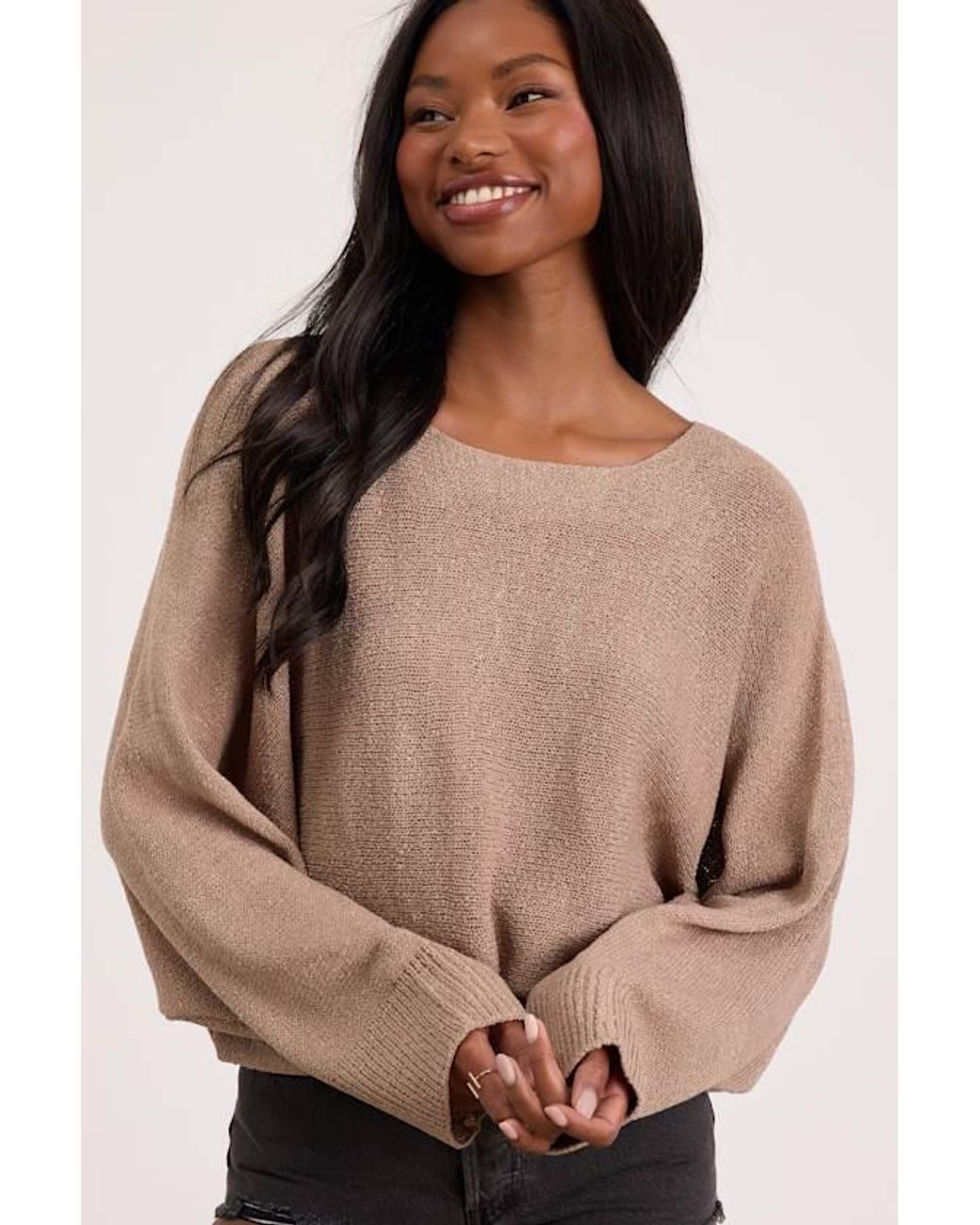 Lulus Natural Jaylin Boat Neck Pullover Sweater