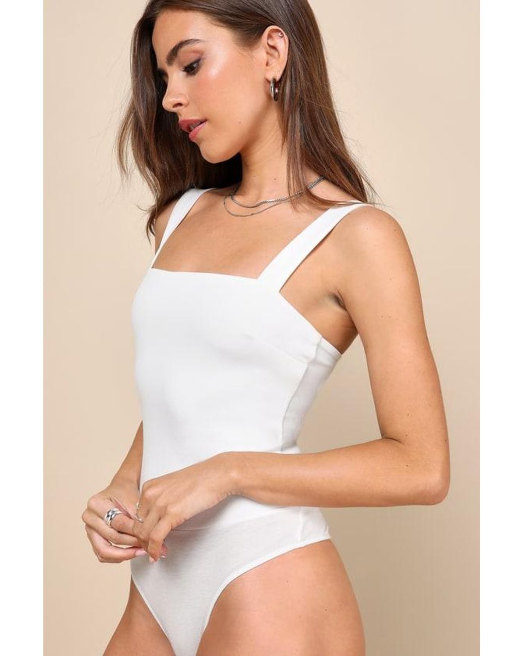 Lulus Basics White Symbolize Sleeveless Bodysuit