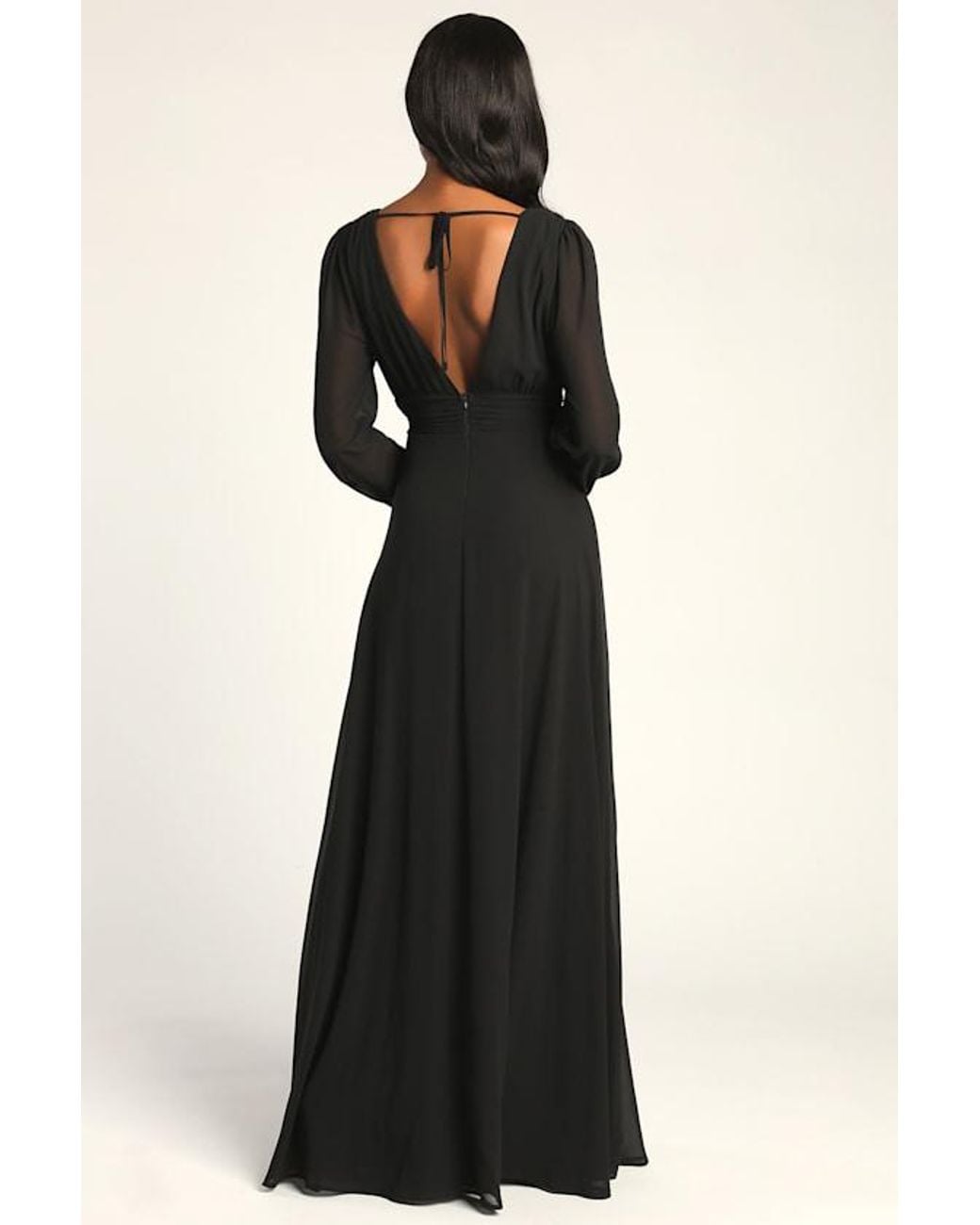 Lulus Black Love You So Long Sleeve Maxi Dress