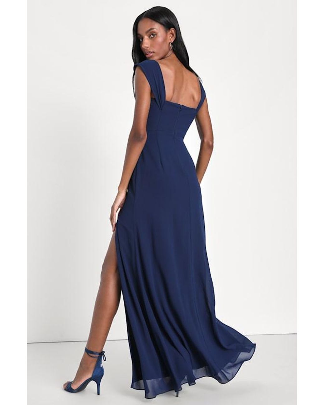 Lulus Blue Magical Magnetism Off-The-Shoulder Maxi Dress