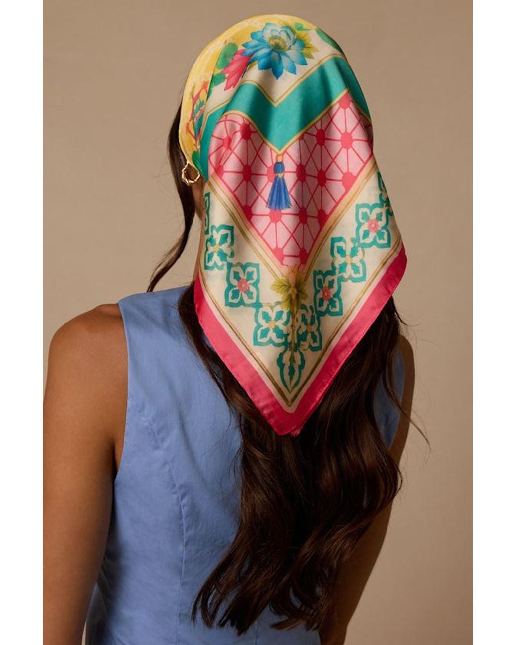 Lulus Pink Fadia Multi Print Satin Scarf