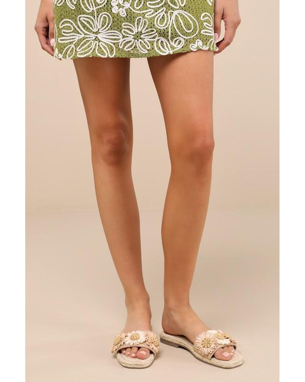Seychelles Rafia Slides Seychelles Botanical Gardens Vanilla Floral Raffia Slide Sandals in ...