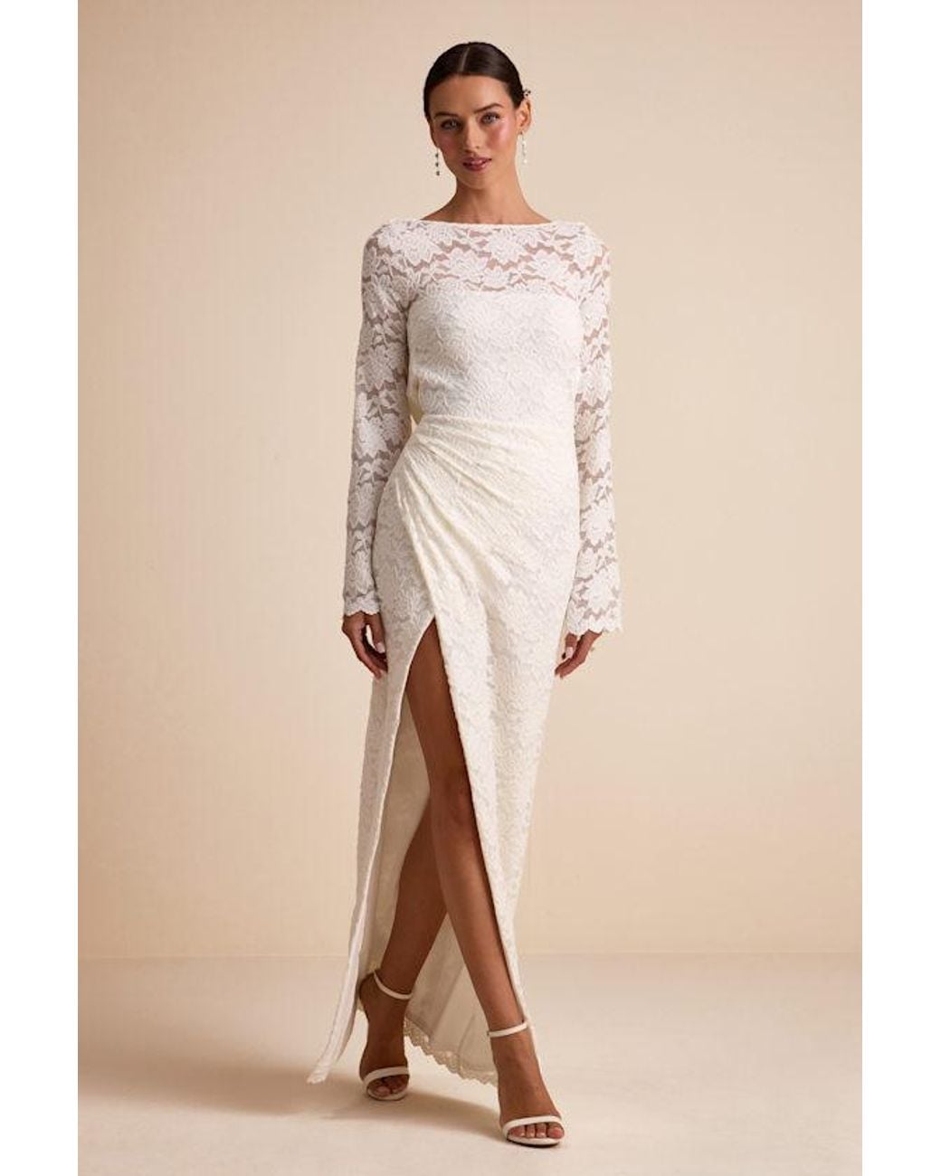 chinese dress ladies Cowl Back Dress With Peekaboo Applique Panel And Ruching