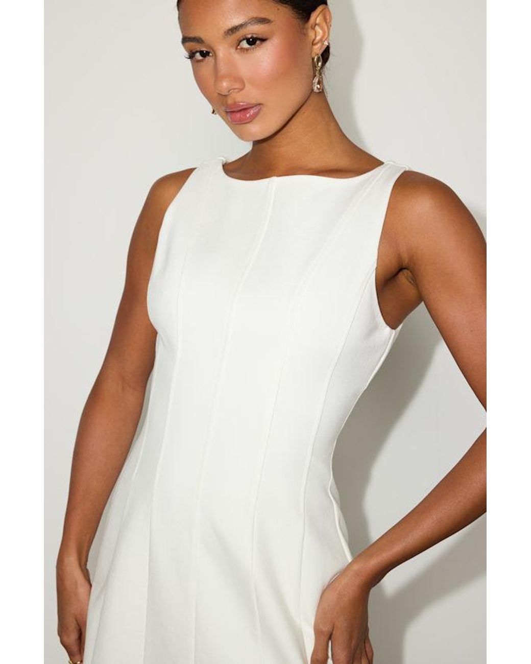 Lulus White Lavonne Sleeveless Boat Neck Mini Dress