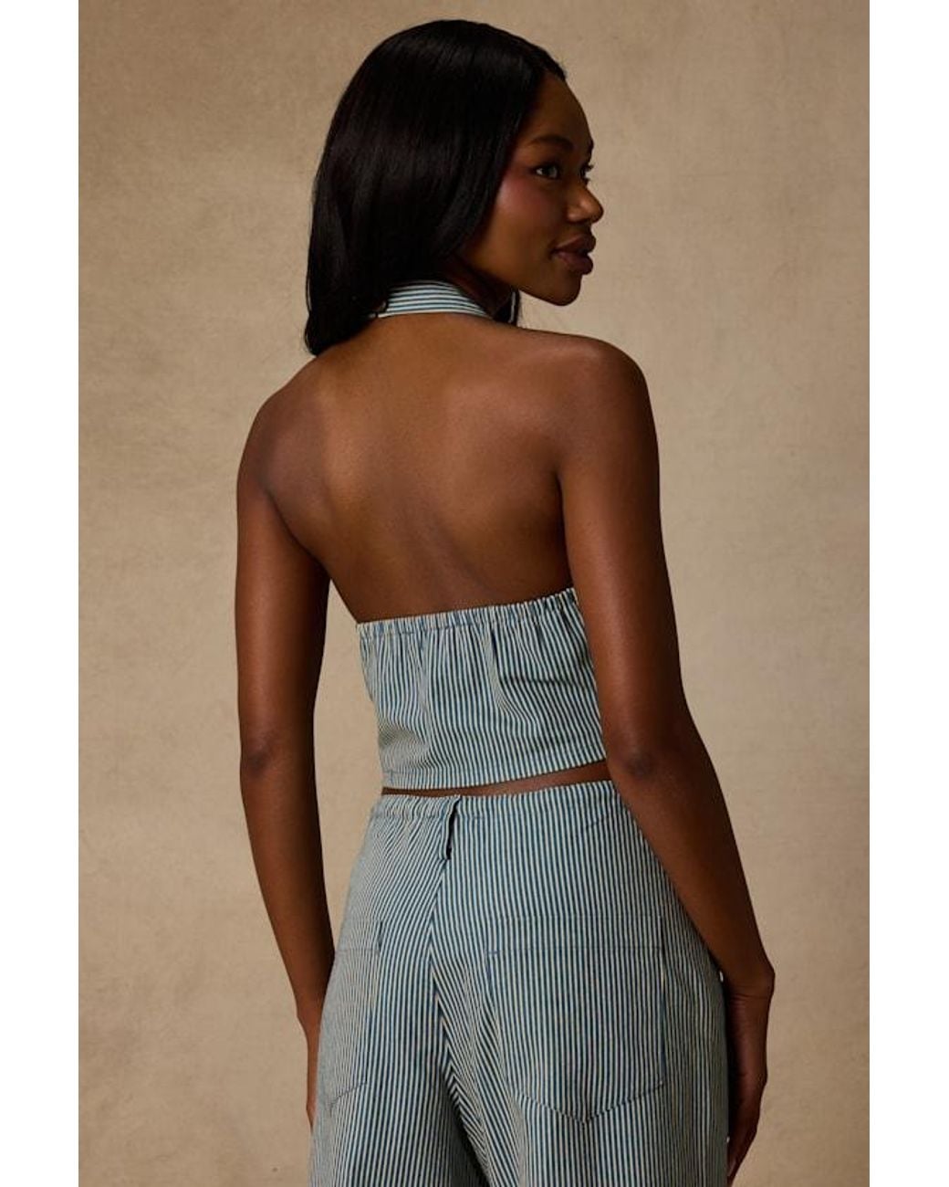 Lulus Blue Ruby Striped Cotton Halter Crop Top