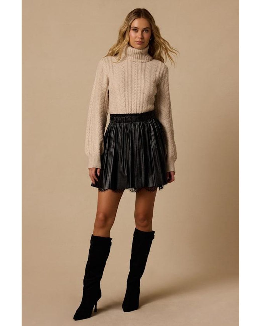 Lulus Black Minka Vegan Leather Pleated Mini Skirt