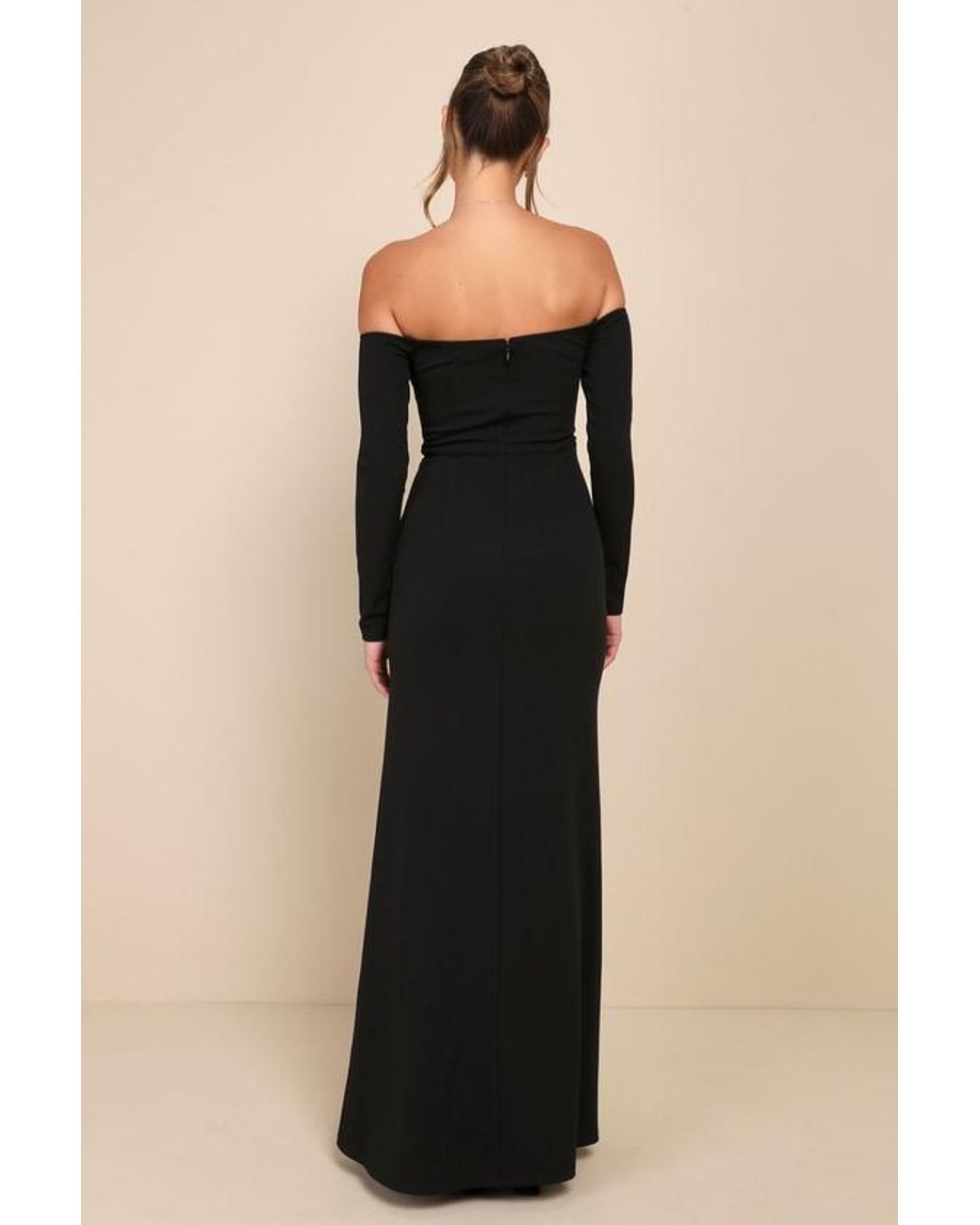 Lulus Black Alluring Sophistication Off-The-Shoulder Maxi Dress