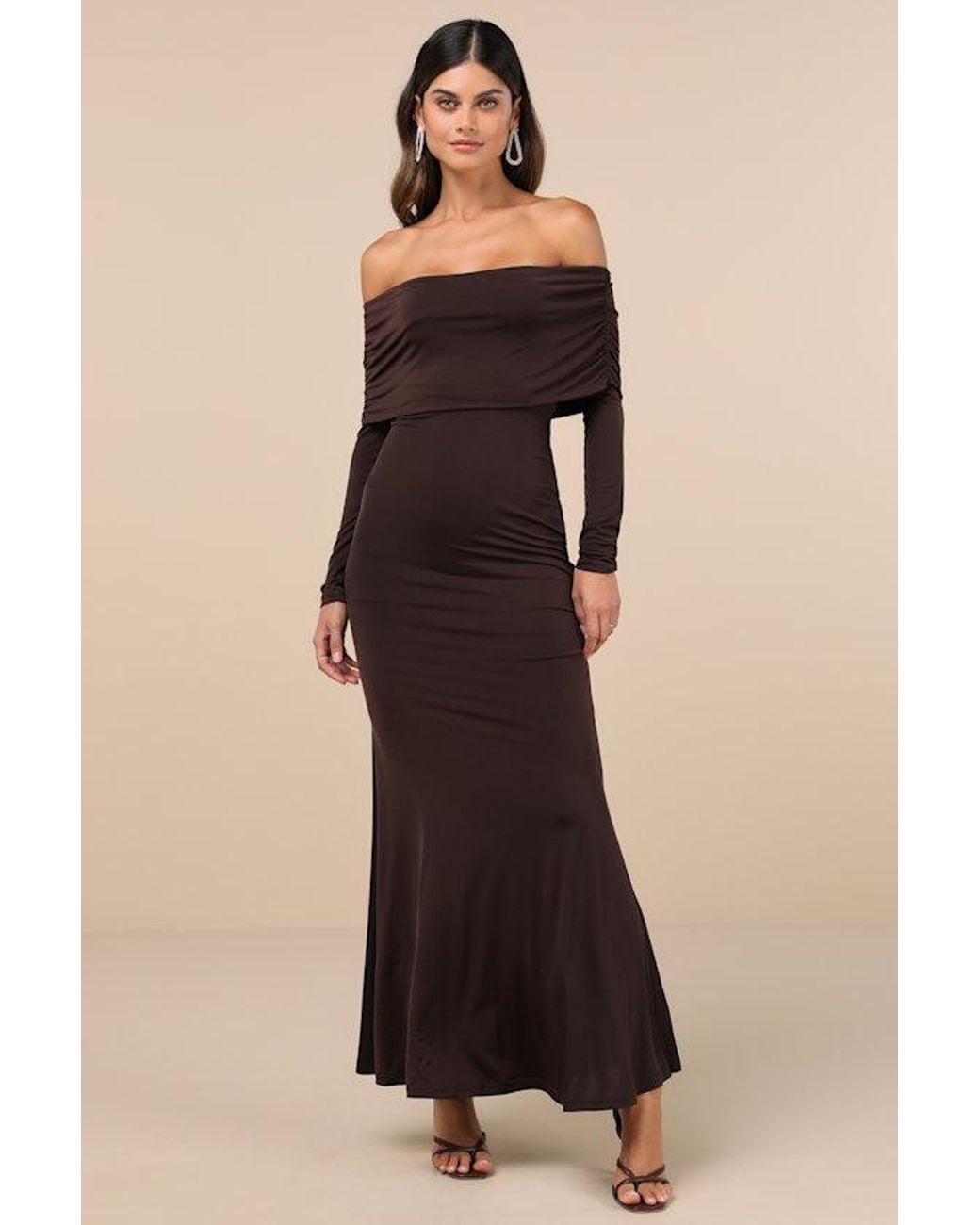 Lulus Black Effortlessly Stunning Dark Off-The-Shoulder Maxi Dress