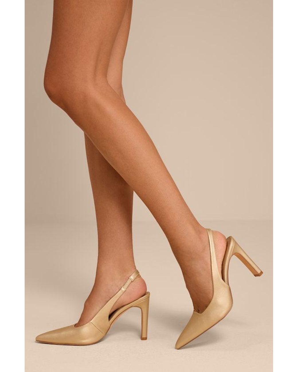 Lulus Natural Honorata Pointed-Toe Slingback Pumps