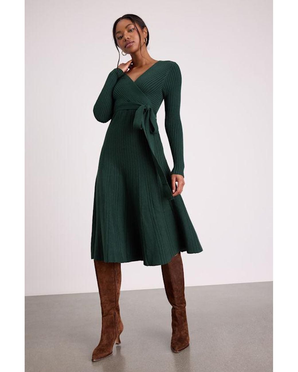 Lulus Multicolor Warm Emotions Skater Midi Sweater Dress