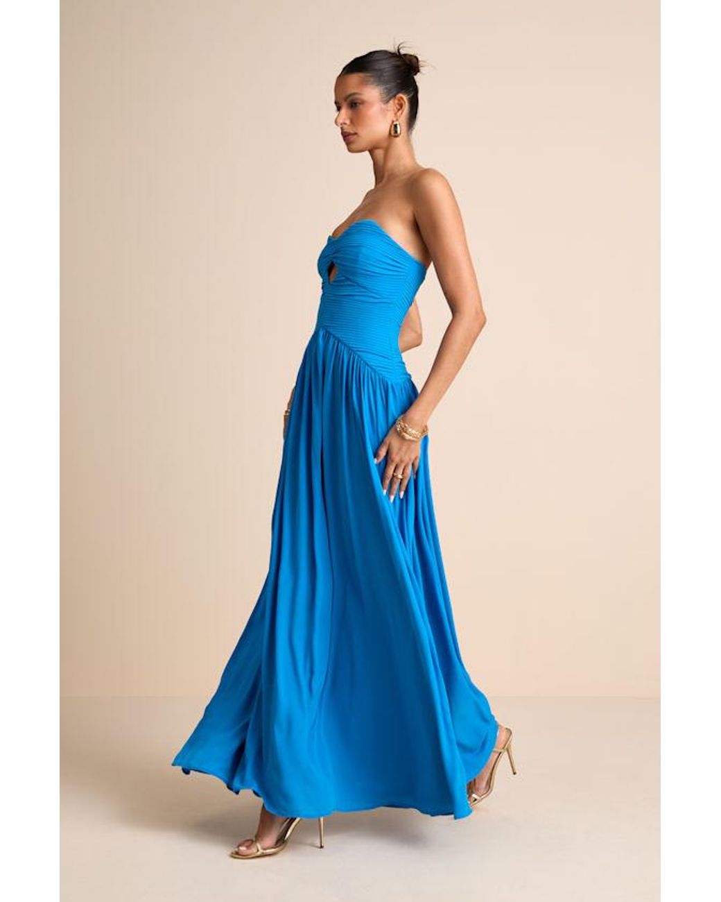 what flavor is kraft green goddess dressing Blue Strapless Ruffle Chiffon Maxi Dress – shopaleena main image 1