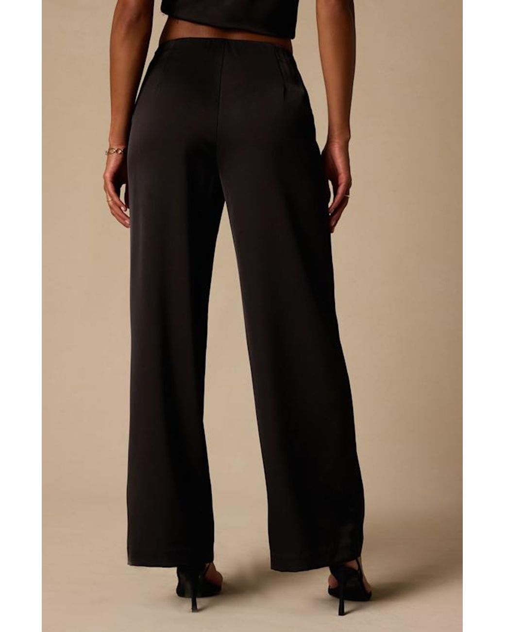 Lulus Natural Amaya Satin High-Rise Pants