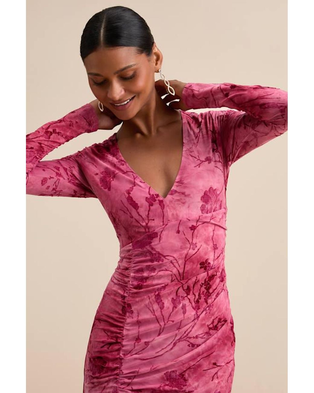 Lulus Pink Dynamic Sensation Floral Velvet Burnout Maxi Dress