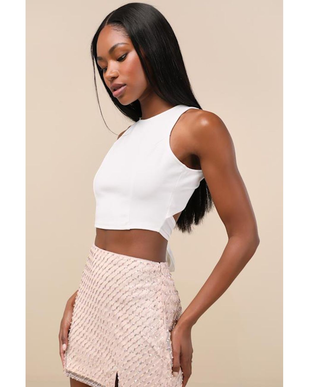 Lulus Pink Let's Tie It Tie-Back Cropped Tank Top