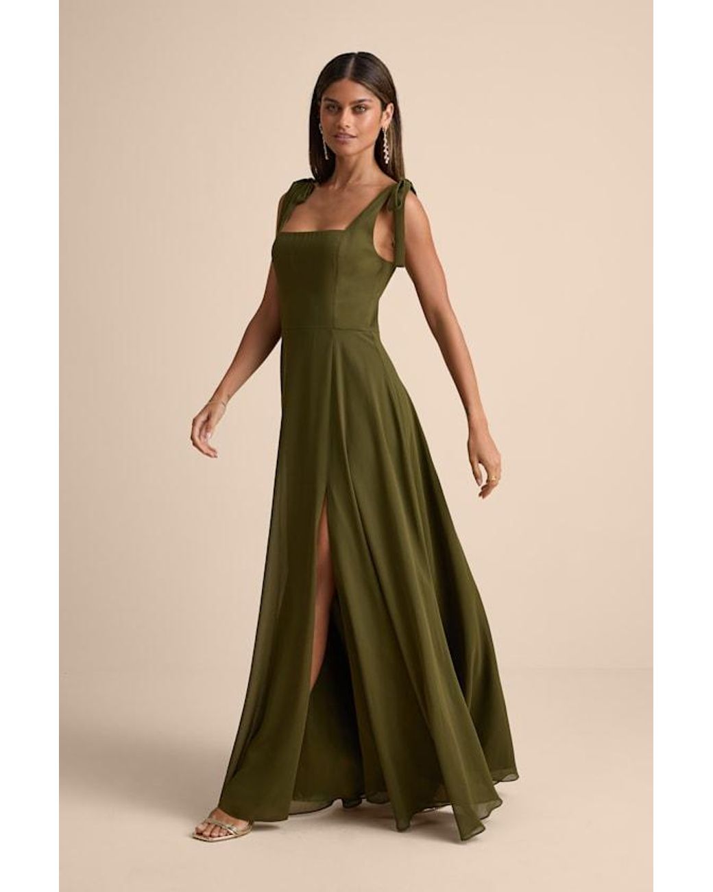 Lulus Green Love Me Forever Square Neck Maxi Dress