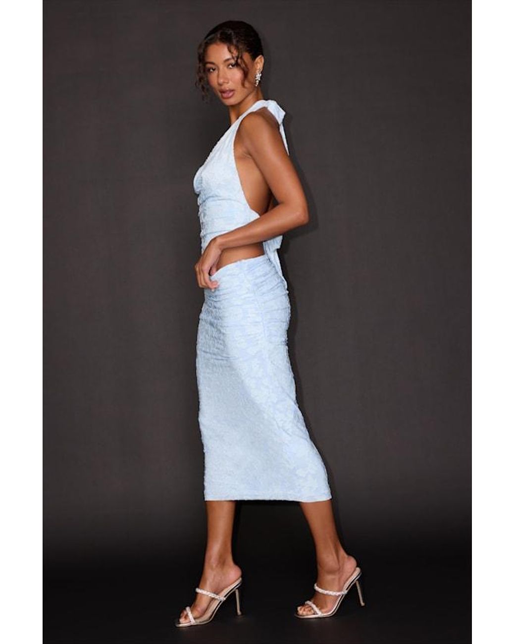 Lulus Blue Lyta Floral Jacquard Two-Piece Midi Dress