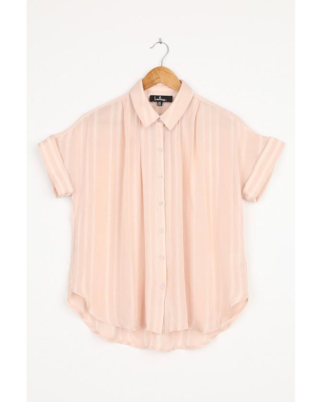 Lulus Natural Everlee Striped Button-Up Top
