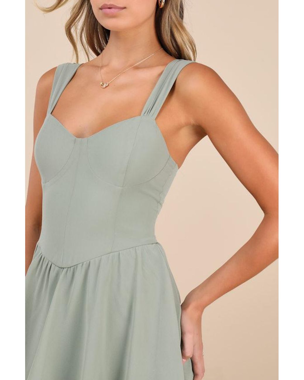 Lulus Brown Carlynda Sage Brush Tiered Bustier Maxi Dress