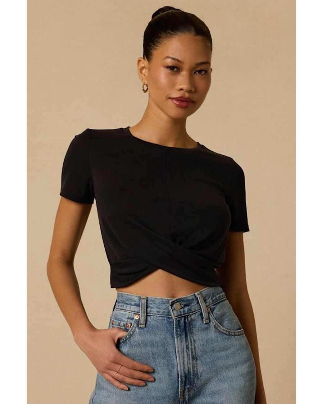 Lulus Black All-Access Pass Washed Crop Top