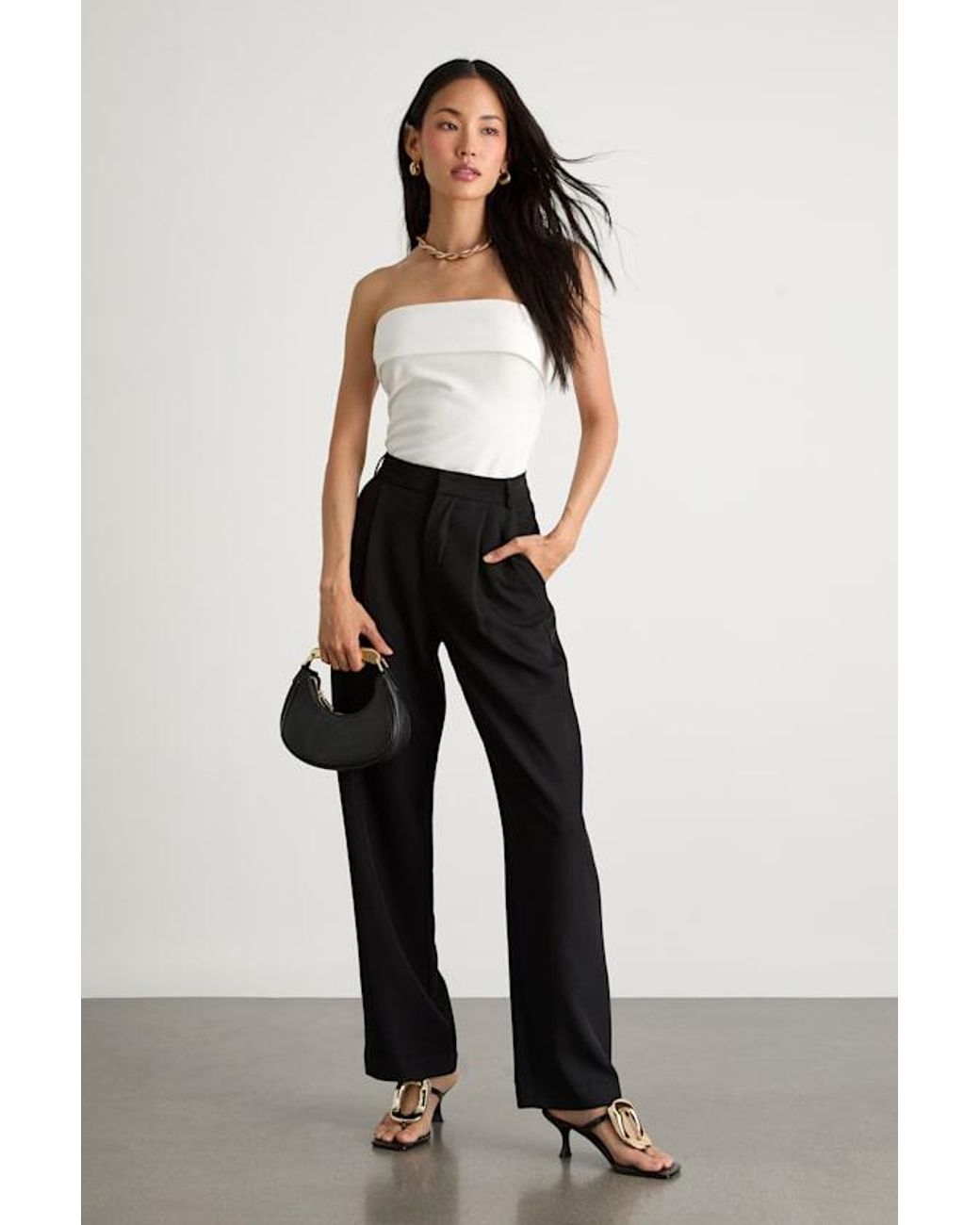 Lulus Black Nikora Ponte Knit Strapless Top