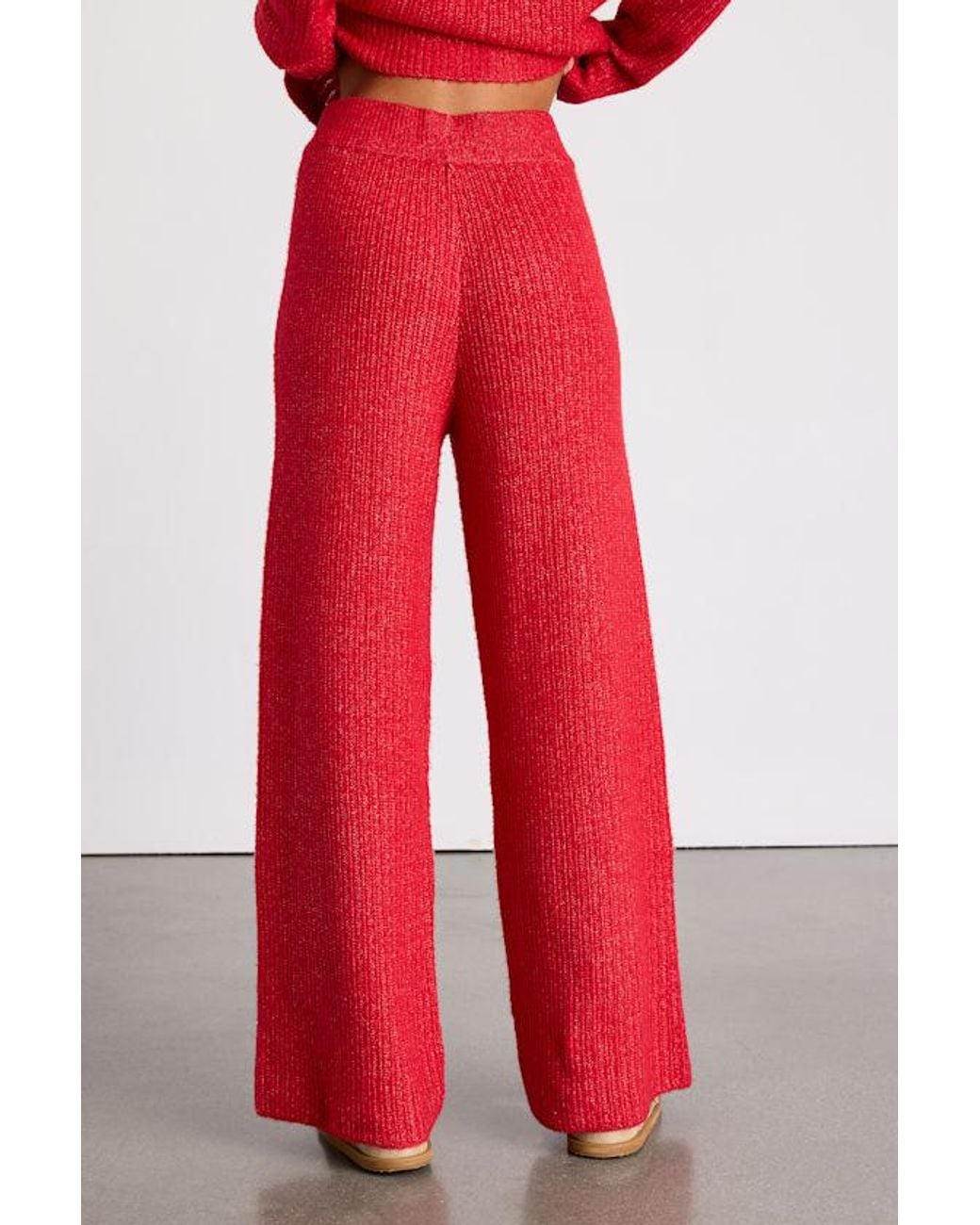Lulus Red Carvalho Ribbed Knit Sweater Pants