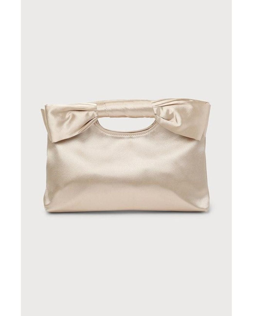 Lulus Natural Total Romantic Satin Bow Clutch