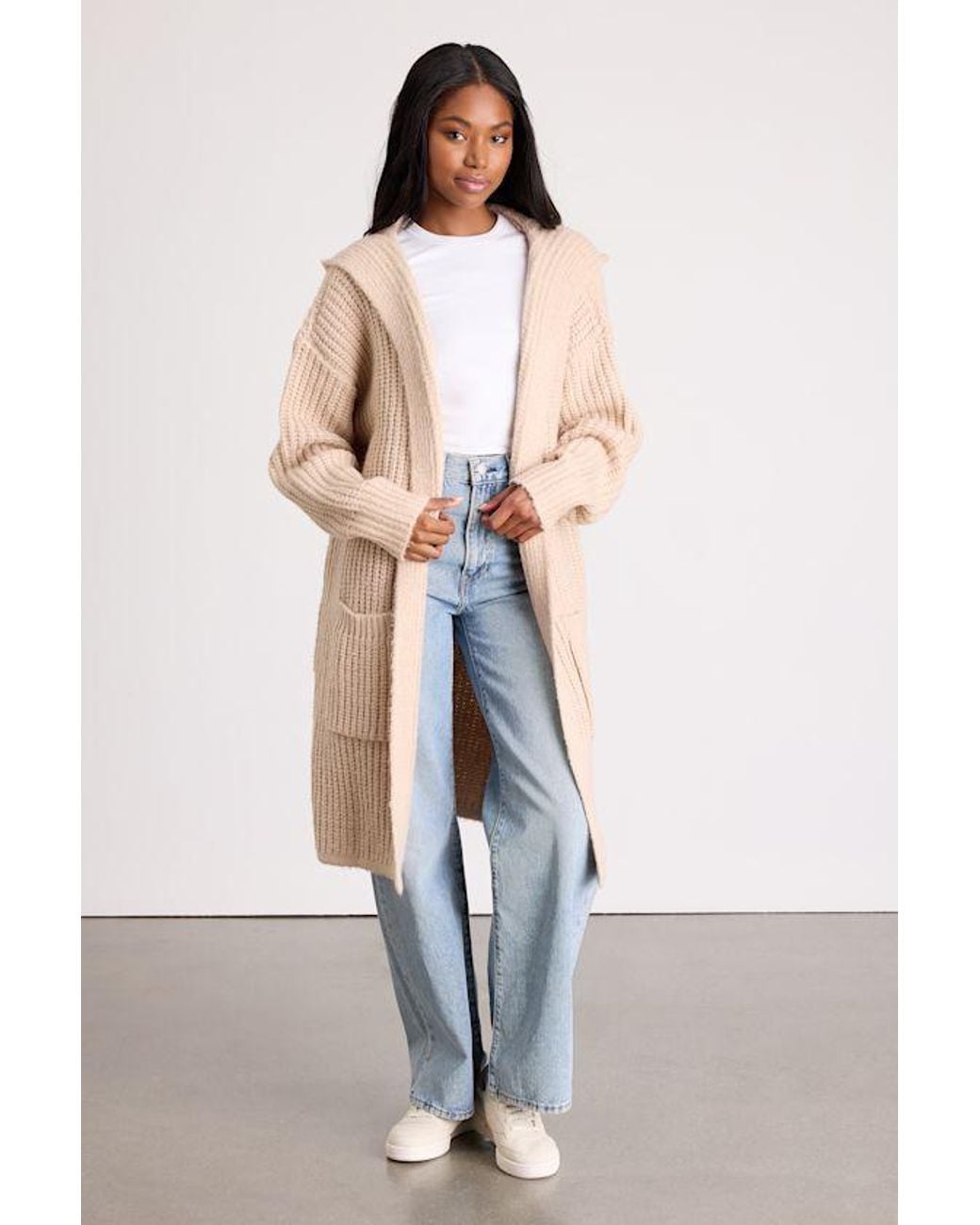 Lulus Natural Nalina Chunky Knit Open-Front Duster Cardigan